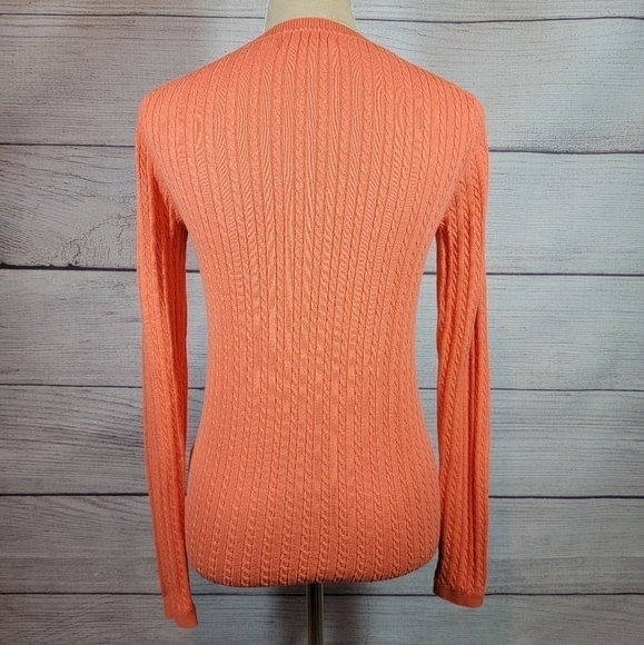 TOMMY Hilfiger Knit Round Neck Pullover Sweater Orange Size Small - Picture 3 of 7